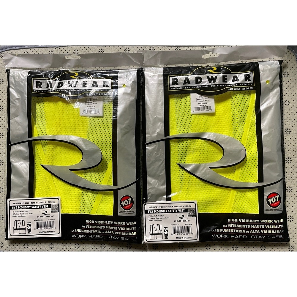 Radwear High Visibility SV2‎ Economy Safety Vest, 3X Large, Pack Of 2